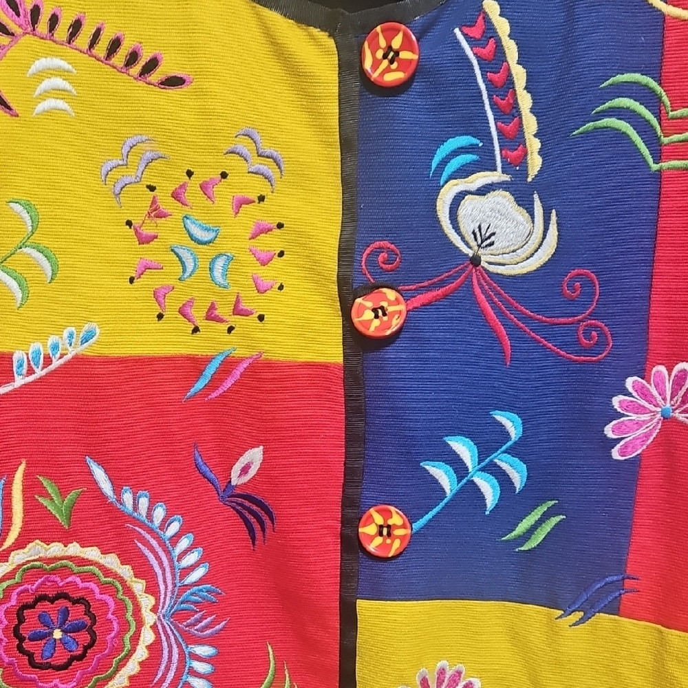 Vintage 90s Indigo Moon Patchwork Embroidered Cot… - image 3